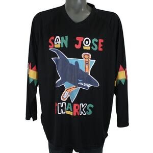 San Jose Sharks BLM SGA Stadium Giveaway Black Hockey Jersey Shirt Mens XL